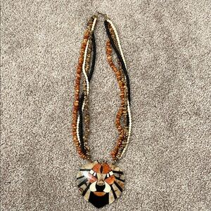 Handcrafted Brown and Tan Beaded Necklace